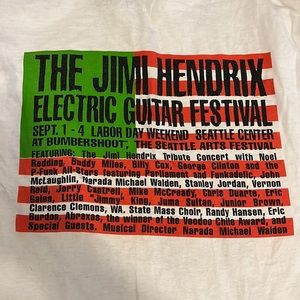 90s RARE 1995 Jimi Hendrix Seattle Bumbershoot Electric Guitar festival T-shirt